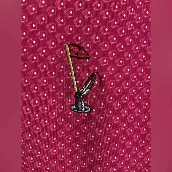 HOLDERNESS & BOURNE Burgundy Polo Allover Card Print Seminole Golf Embroidery S - Picture 2 of 8